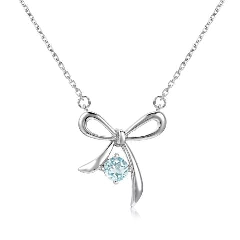 HERGLOW, DÂY CHUYỀN, BẠC 925, GẮN ĐÁ QUÝ TỰ NHIÊN TOPAZ, HÌNH NƠ