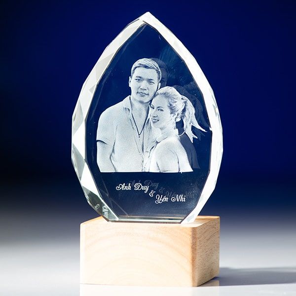 Chân dung 3d khối pha lê giọt nước 3D-GN