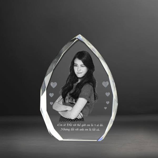 Chân dung 3d khối pha lê giọt nước 3D-GN