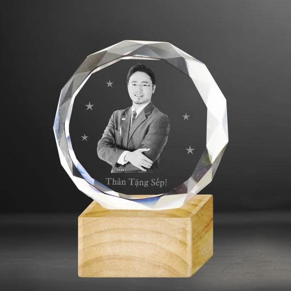 Chân dung 3d khối pha lê hoa hướng dương 3D-HHD (có 4 size)