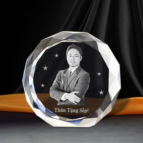 Chân dung 3d khối pha lê hoa hướng dương 3D-HHD (có 4 size)