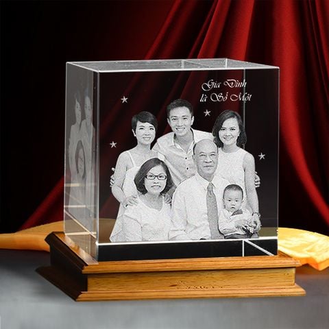 Chân dung 3D Khối Pha Lê Vuông 3D-VIP - 25cm