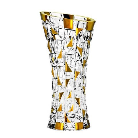 Bình hoa pha lê Bohemia kim cương mạ vàng BH020 33cm