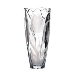 Bình hoa pha lê Bohemia - Tulip 4 múi mài hoa BH035