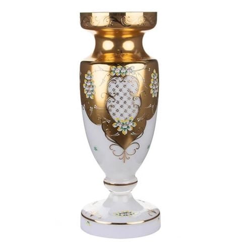 Bình hoa pha lê Bohemia đắp nổi khảm vàng BH073-60cm