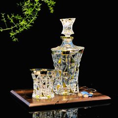 Bộ rượu pha lêBohemia kim cương mạ vàng BR001