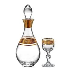 Set Bình đựng rượu pha lê Bohemia khảm vàng BR002