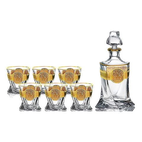 Bộ rượu pha lê Bohemia mạ vàng BR009