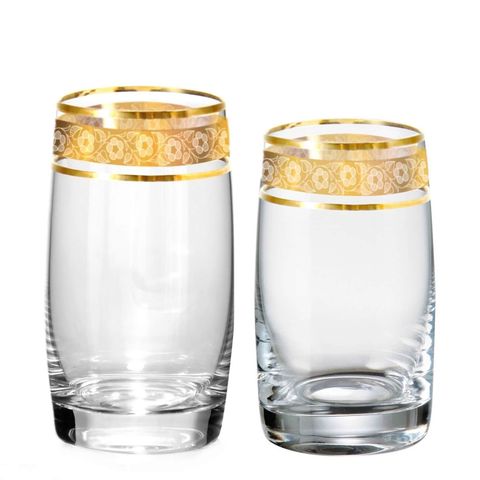 Bộ 6 ly Bohemia mạ vàng LA008 250ml-380ml