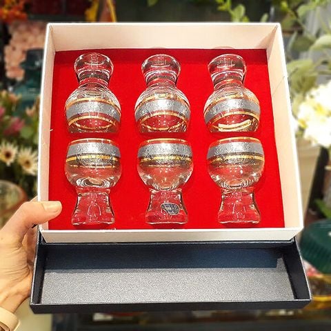 Bộ 6 ly Crystalex mạ bạc LA013-60ml