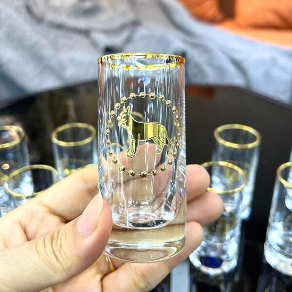 Bộ 12 ly shot Bohemia mạ vàng 12 con giáp LA048-55ml