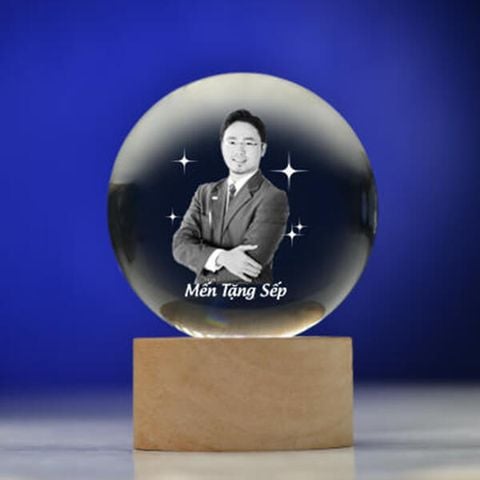 Quả cầu pha lê khắc chân dung 3D MC08