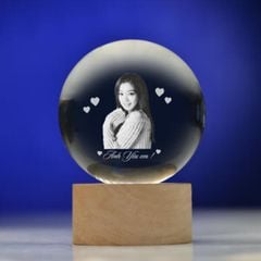 Quả cầu pha lê khắc chân dung 3D MC08