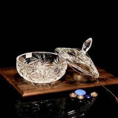 Tô pha lê Bohemia xoáy có nắp TA012-15cm