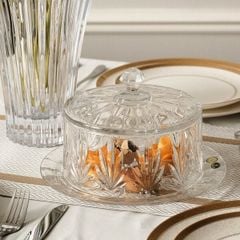 Khay pha lê Bohemia có nắp - Cakes TA047-23cm