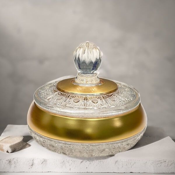 Tô Khay pha lê mạ vàng có nắp Arcade Arianne TA051-16,5cm