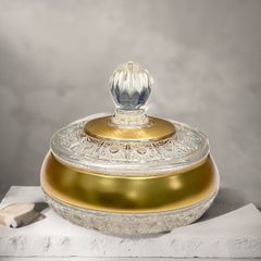 Tô Khay pha lê mạ vàng có nắp Arcade Arianne TA051-16,5cm