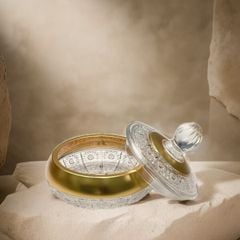 Tô Khay pha lê mạ vàng có nắp Arcade Arianne TA051-16,5cm