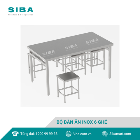 Bộ bàn ăn inox 6 ghế – SIBA Mart