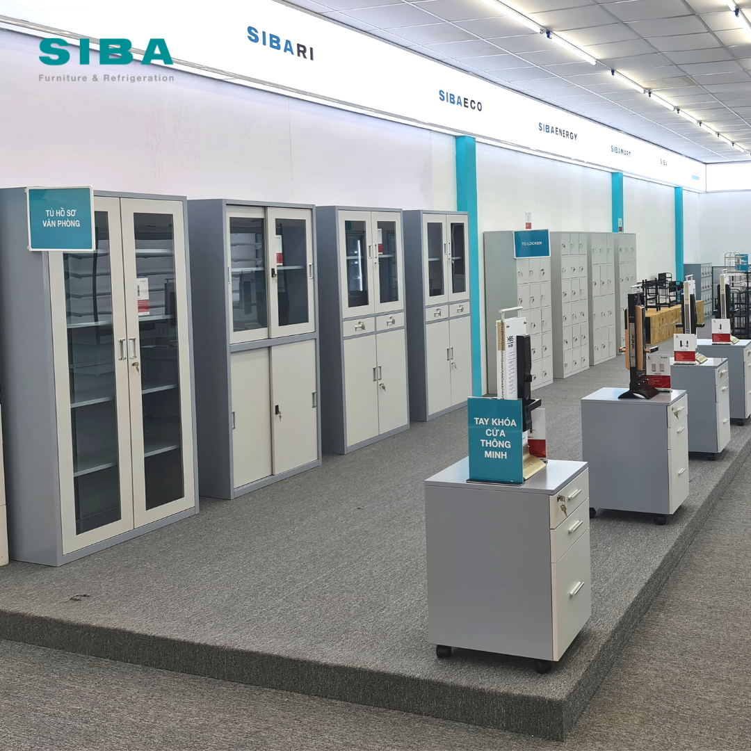  Tủ hồ sơ 2 cửa lùa kết hợp kính trưng bày 