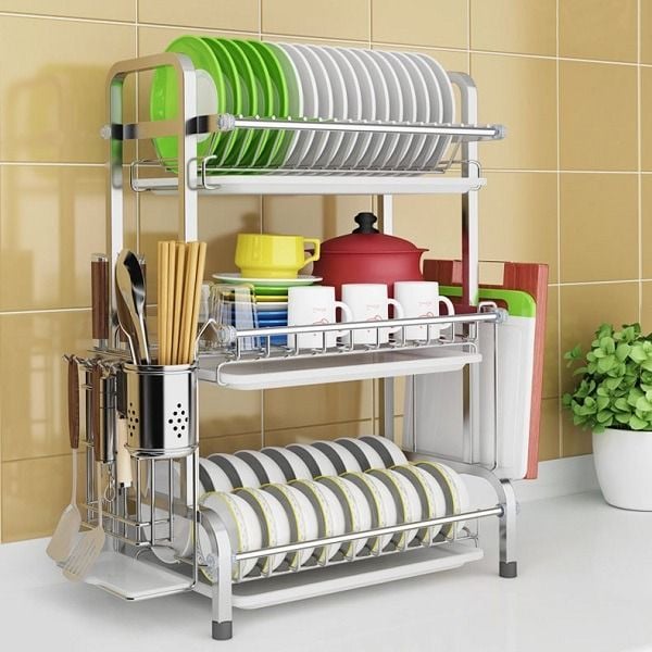  Kệ chén inox cao cấp 3 tầng 