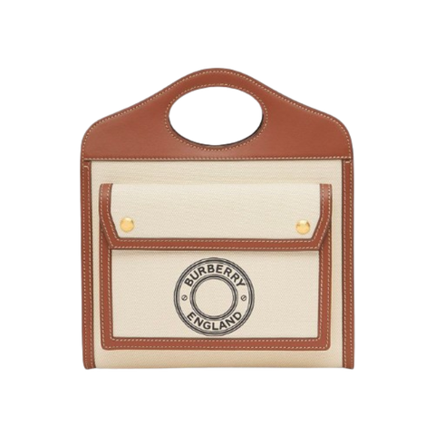  Burberry Mini Two-Tone Canvas And Leather Pocket Bag 