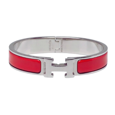 Hermes Narrow Clic H Bracelet Red 