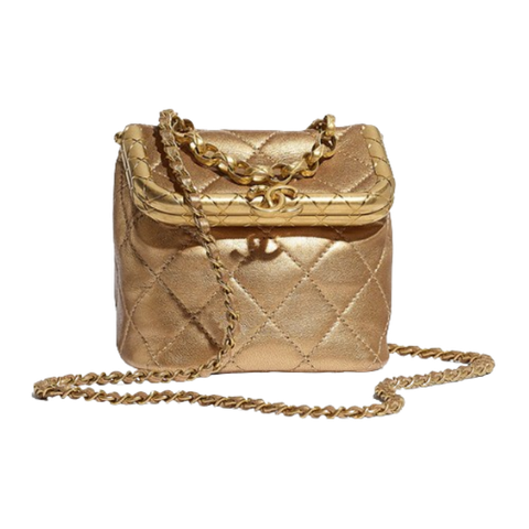 Chanel Lambskin Small Kiss-Lock Bag Metallic Gold 2020 