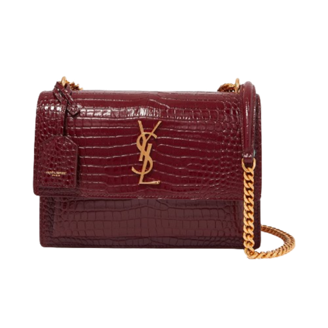  YSL Sunset Croc-embossed Leather Medium 
