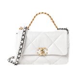  Chanel 19 Flap Bag Lambskin In White 