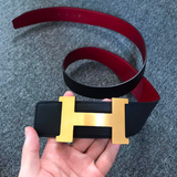  Black On Red Classic Gold H Reversible Leather 32mm, Size 70 