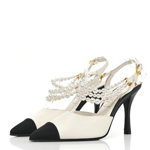  Chanel Pearl Slingbacks Lamskin 