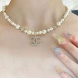  Dây Chuyền Chanel Ngọc Trai Đính Đá Necklace 