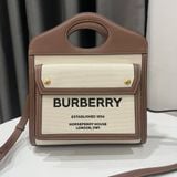  Burberry Mini Two-Tone Canvas And Leather Pocket Bag 
