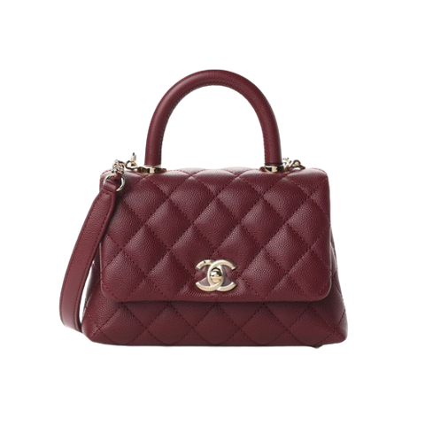 Chanel Coco 7.5in Caviar Red Burgundy Code 30 THU MUA HI U Mua Hang Hi u Toan Qu c Gia Cao