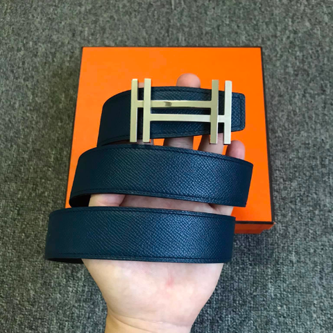  H Au Carre Belt Buckle & Reversible Leather Strap 32mm 
