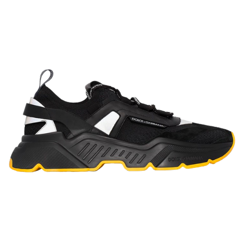  D&G Men's Black Daymaster Sneakers In Stretch Knit Fabric 