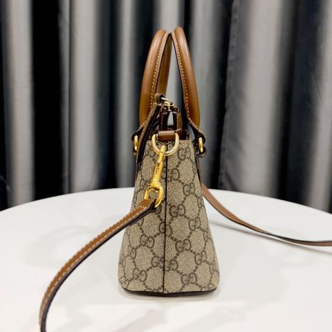  Gucci Supreme Coated Canvas Brown Leather 2 Way 