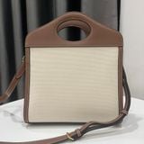  Burberry Mini Two-Tone Canvas And Leather Pocket Bag 