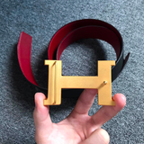  Black On Red Classic Gold H Reversible Leather 32mm, Size 70 