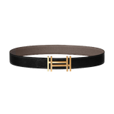  H Au Carre Belt Buckle & Reversible Leather Strap 32mm 