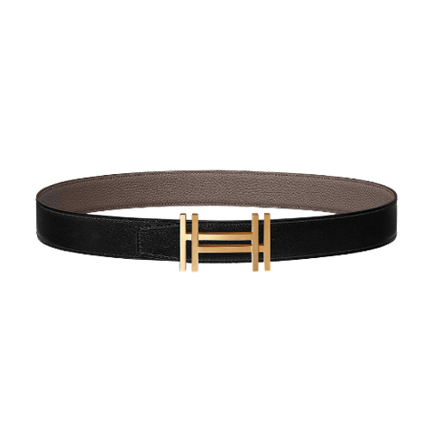 H Au Carre Belt Buckle & Reversible Leather Strap 32mm 