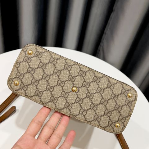  Gucci Supreme Coated Canvas Brown Leather 2 Way 