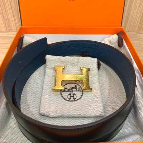 H Martelee belt buckle & Reversible leather strap 32 mm 