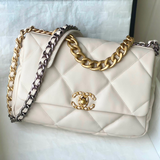  Chanel 19 Flap Bag Lambskin In White 