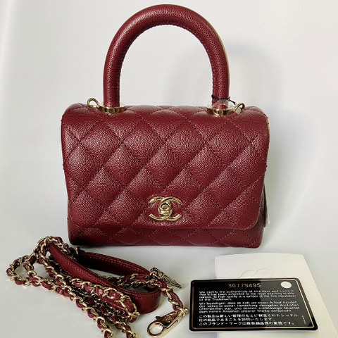  Chanel Coco 7.5in Caviar Red Burgundy Code 30 