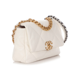  Chanel 19 Flap Bag Lambskin In White 