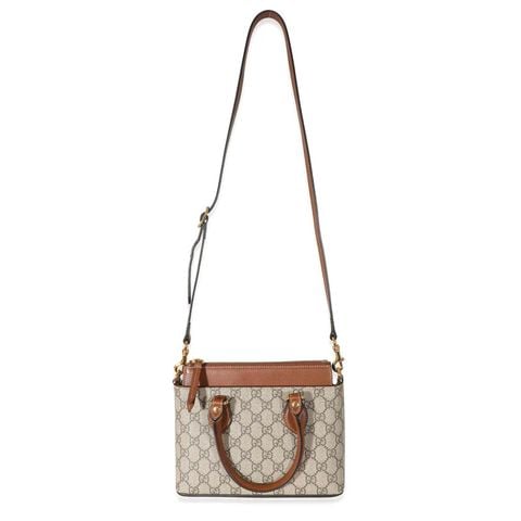  Gucci Supreme Coated Canvas Brown Leather 2 Way 