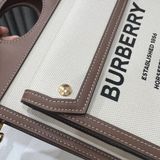  Burberry Mini Two-Tone Canvas And Leather Pocket Bag 