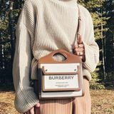  Burberry Mini Two-Tone Canvas And Leather Pocket Bag 